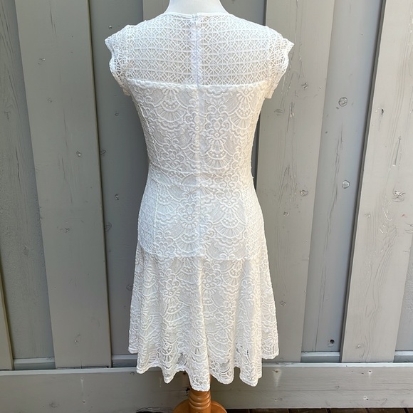 NY Collection Petite Lace Capped Sleeve Midi A-Line Dress Size PM - Picture 5 of 11